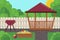 gazebo with barbecue and children playground vector