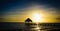 Gazebo bridge Caribbean sea at sunset