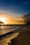 Gazebo bridge Caribbean sea at sunset