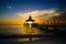 Gazebo bridge sea at sunset