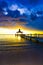 Gazebo bridge sea at sunset