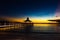 Gazebo bridge sea at sunset