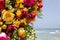 Gazebo flowers. Mexico. Ocean view. Caribbean gazebo