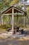 Gazebo, for frying kebabs, on an equipped platform in the dunes.