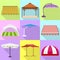 Gazebo icon set, flat style