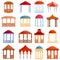 Gazebo icons set, cartoon style