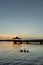 Gazebo in Lake with Mallard Ducks in Water