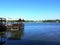 Gazebo on the lakeshore during a sunny day