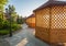 Gazebo in landscaped garden