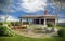 Gazebo in landscaped garden