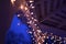 Gazebo night light decorations snow on ground