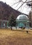 Gazebo over the fountain with warm mineral water in Borjomi