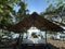 Gazebo, rest zone for a picnic, relaxation, meditation,massage.Secluded place from the sun or rain in forest near sea