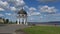 Gazebo-rotunda on the embankment of lake Onega. Petrozavodsk, Karelia