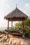 Gazebo wood and information woode board near the sea at Mon Nork Island resort