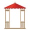 Gazebos pergola style. Architecture wooden bower flat cartoon icon. Pavilion structure, city park or gardens area