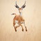 A gazelle running through a field of tall grass with its horns out, AI