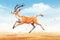 gazelle running full tilt on savanna
