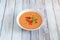Gazpacho is a cold soup with various ingredients such as olive oil, vinegar, water,