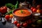 Gazpacho - Refreshing cold tomato-based soup with vegetables and olive oil