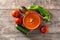 Gazpacho soup in crock pot and ingredient