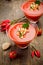 Gazpacho on wooden table