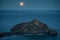 Gaztelugatxe hermitage under the light of the moon at night