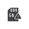 Gb Sd card and exclamation mark vector icon