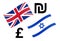 GBPILS forex currency pair vector illustration. British and Israeli flag, with Pound and Shekel symbol