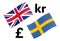 GBPSEK forex currency pair vector illustration. United Kingdom and Swedish flag, with Pound and Krone symbol