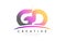 GD G D Letter Logo Design with Magenta Dots and Swoosh