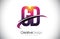 GD G D Purple Letter Logo with Swoosh Design. Creative Magenta M