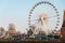 Gdansk Inscription And The Ferris Wheel In Winter View, Poland. Gdansk with beautiful ferris wheel over Motlawa river. Gdansk