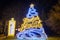 Gdansk, Poland - December 16, 2019: Beautiful christmas illumination at the Park Oliwski in Gdansk, Poland