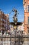 Gdansk, Poland - June 2, 2019: Neptune fountain of the old town in Gdansk, Poland. Gdansk is the historical capital of Polish