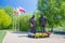 Gdansk, Poland - May 22, 2017: Monument of Pope John Paul II and President Ronald Regan at Ronald Regan Park in Gdansk-Przymorze.