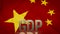 The Gdp gold on china flag for Business concept 3d rendering
