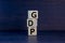 GDP, good distribution practice symbol. Concept words `GDP, good distribution practice` on cubes on a beautiful grey background.