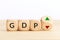 GDP or gross domestic product up or down concept