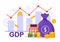 GDP or Gross Domestic Product Vector Illustration with Economic Growth Column and Market Productivity Chart in Flat Cartoon