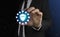 GDPR. Data Protection Regulation. Cyber security and privacy. Businessman holding a shield with a symbol GDPR