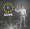 GDPR or DSGVO concept. General Data Protection Regulation, the protection of personal data. Young man working with