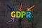 GDPR, General Data Protection Regulation concept, colorful arrow