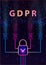 GDPR - General Data Protection Regulation and lock on background of matrix code.