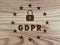 GDPR - General Data Protection Regulation on wood. Pyrography technique