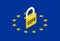 GDPR - General Data Protection Regulation. Yellow padlock on EU flag. Isometry