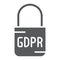 Gdpr lock glyph icon, access and secure, padlock sign, vector graphics, a solid pattern on a white background.