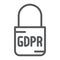 Gdpr lock line icon, access and secure, padlock sign, vector graphics, a linear pattern on a white background.