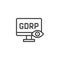 GDPR privacy computer line icon