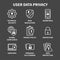GDPR and Privacy Policy Icon Set with locks, padlocks and shield